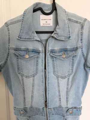 Celebrity Pink Zip-Front Short Sleeve Denim Jumpsuit thumbnail 3