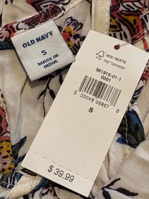NEW Old Navy Small White Floral Halter Waist Defined Braided Strap Maxi Sundress thumbnail 3