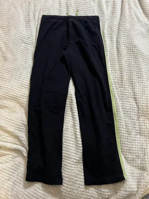 SB Active Petite Small Black Cotton Green Stripe Tie Yoga Pants thumbnail 2