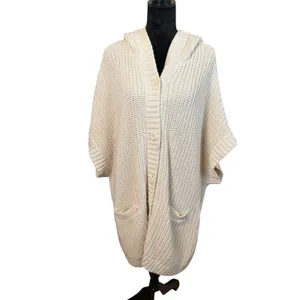 Aerie Cardigan Hoodie Cape Womens XS/S Cream‎ Chunky Button Up Knit Oversized thumbnail 6