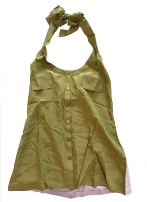 💚✨LAMade‎ Silk Green & Gray Halter Top NWT Size M✨ thumbnail 1