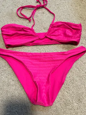 NWOT L*Space textured bikini set hot pink thumbnail 2