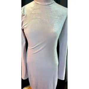 HM Lavender Shimmer Velvet Mock Neck Long Sleeve Ruched Bodycon Mini Dress Small thumbnail 6