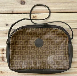 Authentic Vintage Tan Brown Monogram Fendi Shoulder Bag Purse thumbnail 1