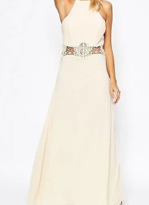 NWT Jarlo London ASOS Cream Aden Maxi Dress Lace Insert Waist Size XS/8 thumbnail 9