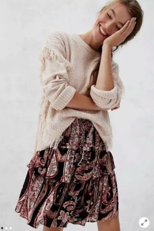 Anthropologie Tyla Tiered Paisley Print Mini Skirt thumbnail 1