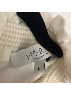 Pearl By Lela Rose White Sleeveless Blouse With Ruffle Neckline Size Large FLAW thumbnail 4