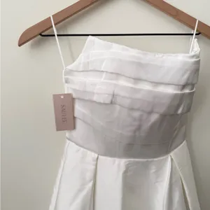 NWT SAU Lee X Revolve Heidi Strapless Gown White Bridal Long Dress Size 00 thumbnail 4