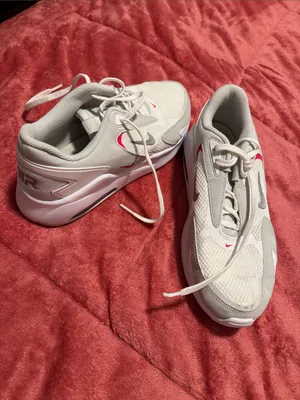 Nike Women's White and Light Gray Running Shoes with Red Swoosh thumbnail 2