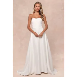 NWT Lulus Eternal Gratitude White Floral Embroidered Strapless Maxi Dress Sz L thumbnail 2