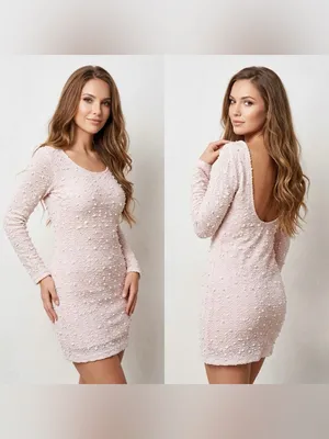 Jennifer Lopez Women’s Blush Pink Long-Sleeve Cocktail Bodycon Dress Size Large thumbnail 2