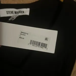 NWT Steve Madden Womens Solid Henley Ribbed Long Sleeve Bodysuit Black Size L thumbnail 2