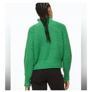 H&M Green Chunky Knit Mock Neck Sweater thumbnail 5