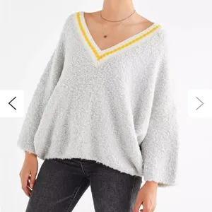URBAN OUTFITTERS | Gray Yellow Wool Blend Alex Cozy Textured Dolman Sweater,‎ S thumbnail 3