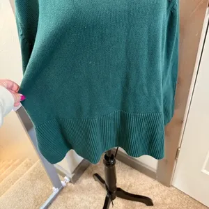 Gap Oversized Cotton Crewneck Sweater Hunter Green Knit Ribbed Detail XL thumbnail 4