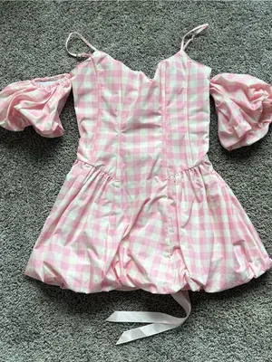 Sugar Thrillz Pink and White Gingham Mini Dress thumbnail 1