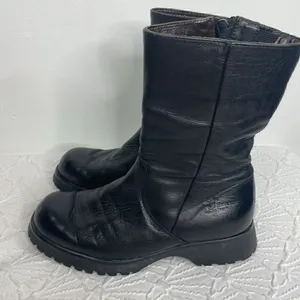 Havana Joe Mid Calf Leather Zipper Black Booties size 37 thumbnail 4