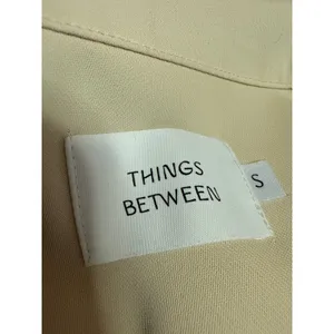 Things Between Women Cream Long Sleeve Notch Collar Button Down Shirt Top Size S thumbnail 3