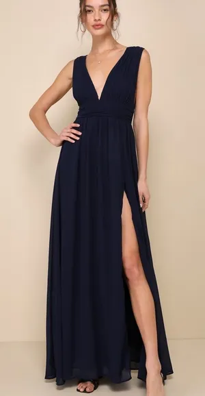Lulus Heavenly Hues Navy Blue Maxi Dress Size XL thumbnail 1