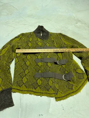 Free people Green and Brown wool alpaca Cardigan medium thumbnail 5