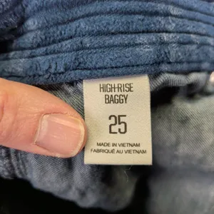 BDG Urban Outfitters High Rise Baggy Corduroy Pants Blue Acid‎ Wash Size 25 thumbnail 4