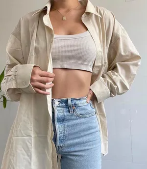 vintage oversized tan button up Size XL thumbnail 1