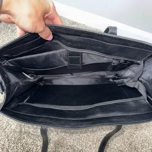 BEIS Work Tote Bag Women Large Black Excellent Vegan Leather Laptop Travel Bag thumbnail 7