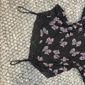 Victoria's Secret Heavenly by Black Pink Butterfly Two Piece Pajama Sleep Set thumbnail 7