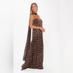 NWOT Show Me Your Mumu Dalia Maxi Dress without neck scarf size 2XL brown polka dot thumbnail 3