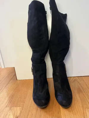 Kelly & Katie Boots Womens Size 9 Black Motif Tall Knee High Riding Buckle Zip thumbnail 2