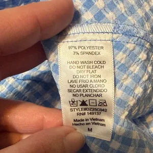 Double Zero Light Blue Gingham Peplum Cap-Sleeve Blouse thumbnail 5
