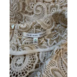 Endless Rose Sheer Cream Lace & Shiny Gold Tank Top thumbnail 7