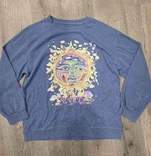 Sublime Graphic Sweatshirt 2XL Unisex Crewneck Blue Sun Face Design Pullover thumbnail 1