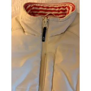 Vineyard Vines Cream Puffer Vest Womens Small Fleece Lined Zip Preppy Coastal thumbnail 3