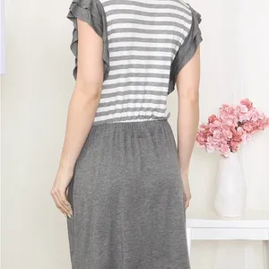 Striped gray white dress Size L thumbnail 2