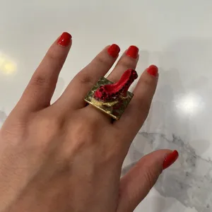 Ring Bling Heel Shoe Ring Adjustable Gold Band thumbnail 3