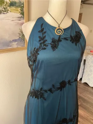 Reggio 90s Whimsigoth Fairy Grunge Vintage Beaded Sheer Mesh Overlay Maxi Dress thumbnail 2