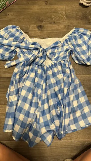Gingham blue romper thumbnail 2