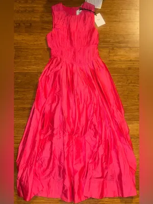 AJE Nya pleated cotton-taffeta midi dress Bubblegum UK 4 Original Price $595 thumbnail 5