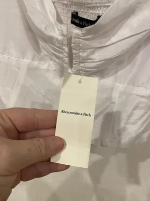 Abercrombie & Fitch Blouse Womens Small White Puff Sleeve Peasant Cropped Top thumbnail 4