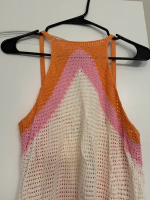 Petal and Pup Orange and Pink Crochet Swim Coverup thumbnail 2
