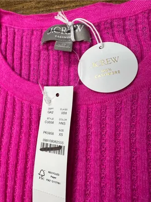 J. Crew Featherweight cashmere pointelle cardigan in Neon Pinks Size XS NWT thumbnail 8