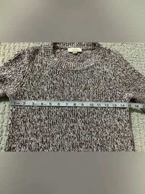LOFT Marled Knit Crewneck Sweater Women's XS Brown Cream Cotton Blend thumbnail 5