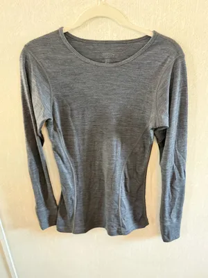 Woolx Women's Merino Wool Long Sleeve Shirt Gray Base Layer Size Small thumbnail 2