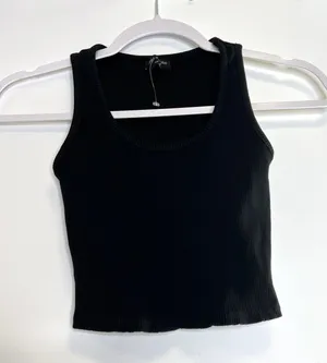 Naked Wardrobe Crop Ribbed Tank Top Small Black thumbnail 2