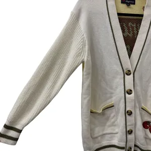 33 Degrees XS Cream Tomato Graphic Chunky Knit Cardigan Cottage Farmer's Market thumbnail 4