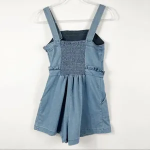 American Eagle Blue Chambray Shorts Overall Romper thumbnail 6