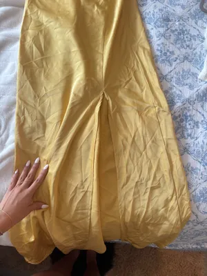 commense yellow long slit dress thumbnail 3
