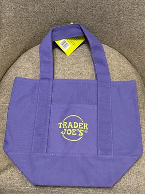 Trader Joe's Solid Purple Mini Canvas Halloween Fall Trick or Treat Tote Bag thumbnail 1