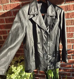 Jacqueline Ferrar Genuine Leather Black Double Breasted Butter Soft Jacket XL thumbnail 1
